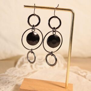 Y2K Alt Black Geometric Dangle Earrings